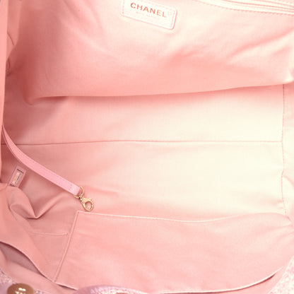 Chanel Straw Lurex Medium Deauville Tote Pink 5 of 9