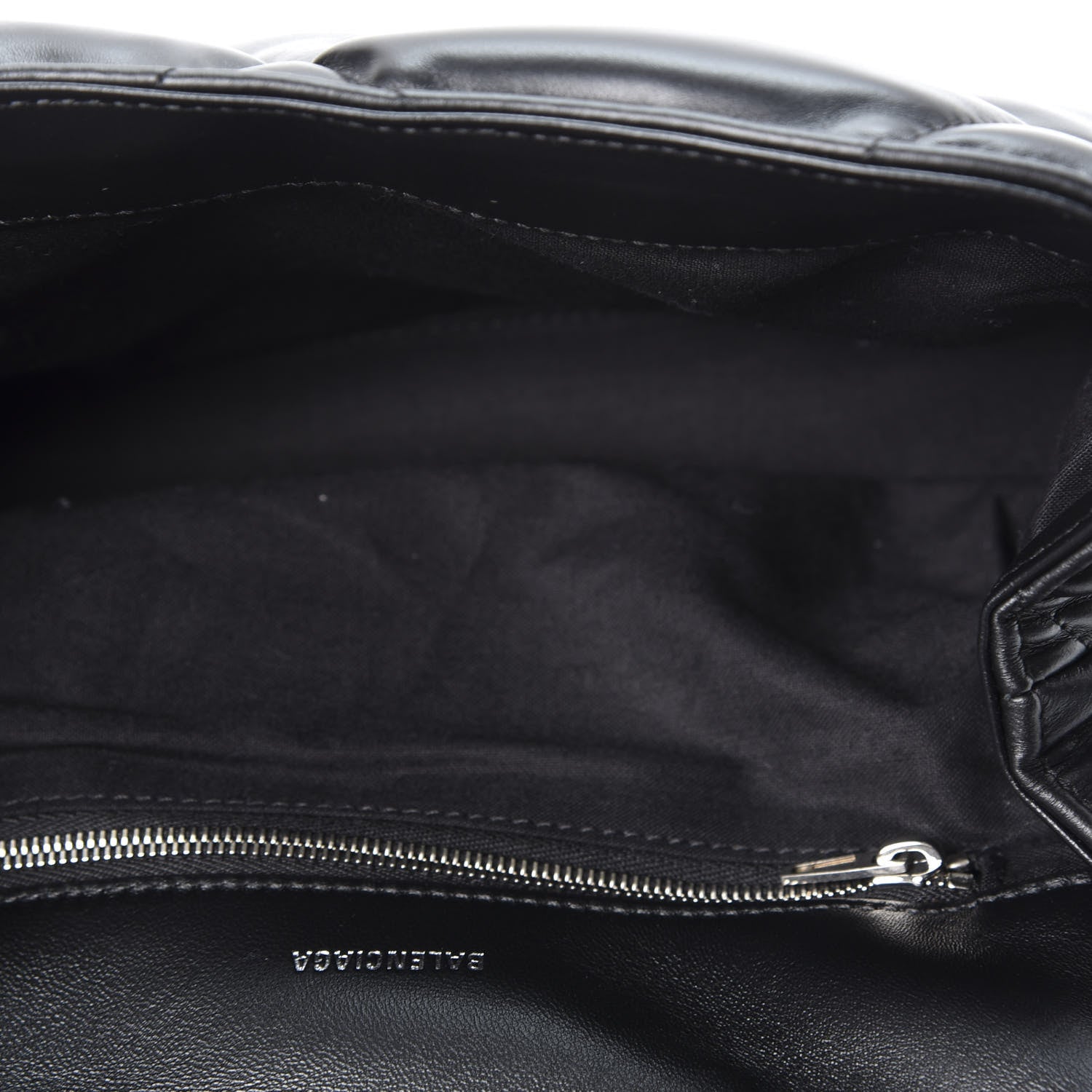 Balenciaga Nappa Calfskin Quilted Touch B Puffy Clutch Black 4 of 8