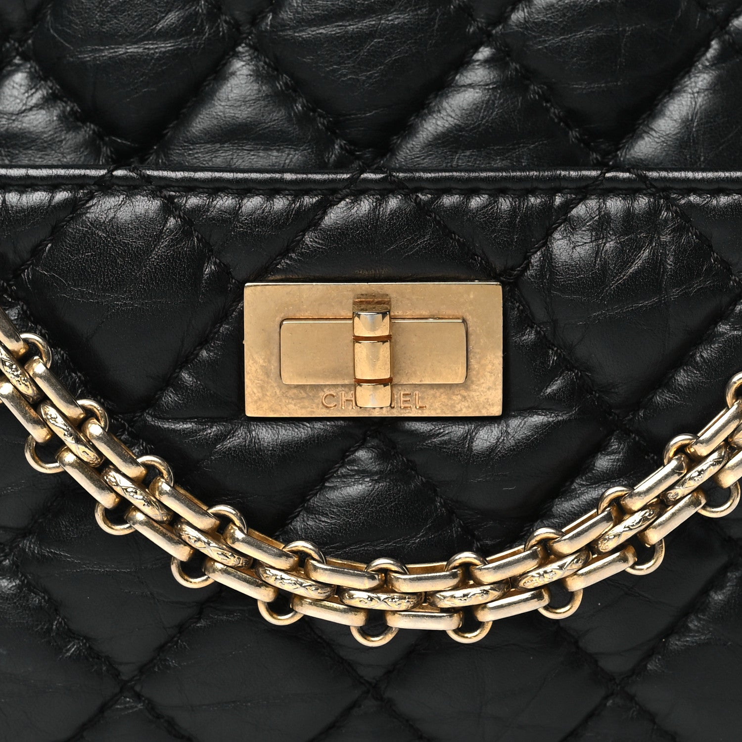 Chanel Aged Calfskin Quilted Small Reissue Camera Case Black 8 of 10