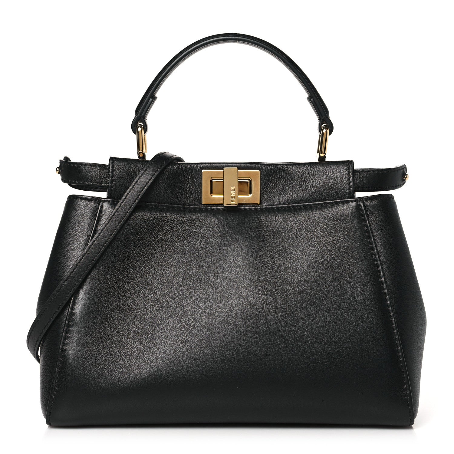 Fendi Nappa Mini Peekaboo Iconic Satchel Black 1 of 10