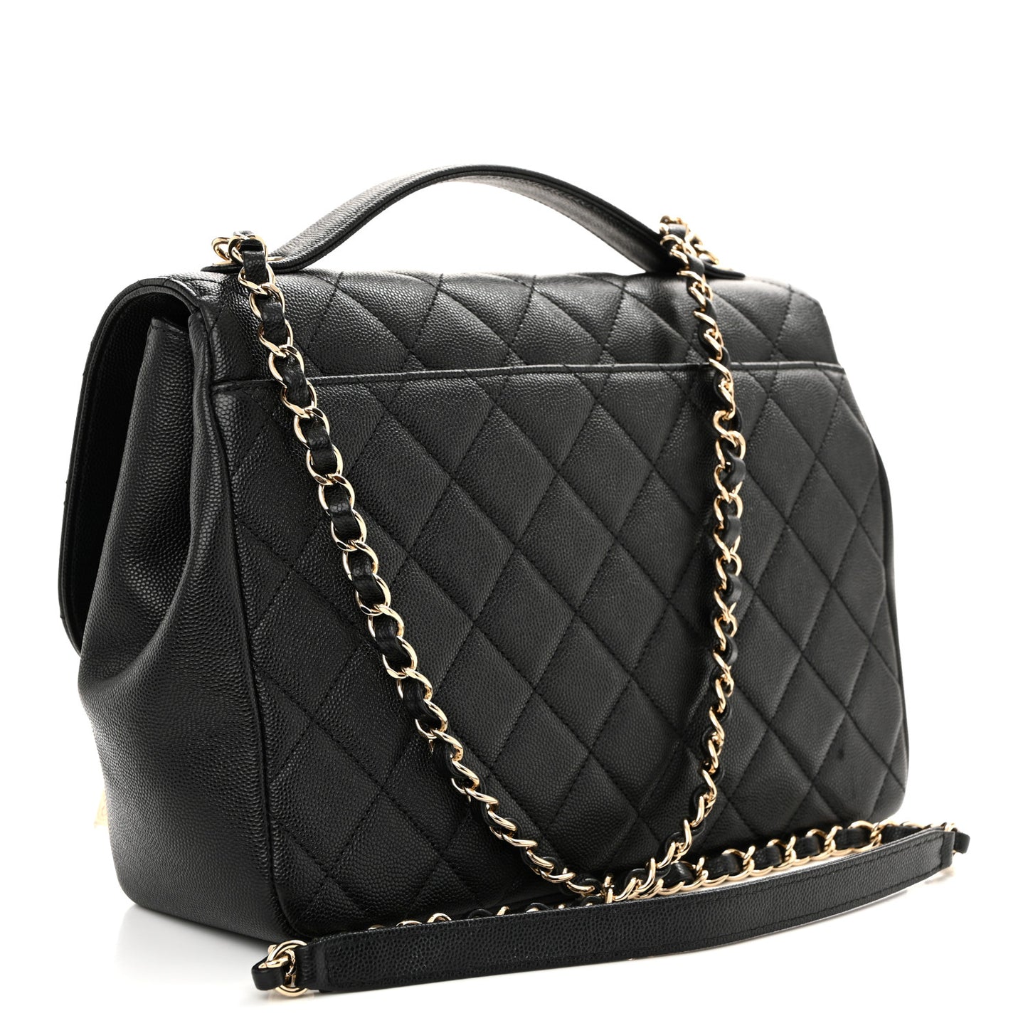 Caviar Quilted Large Business Affinity Flap Black