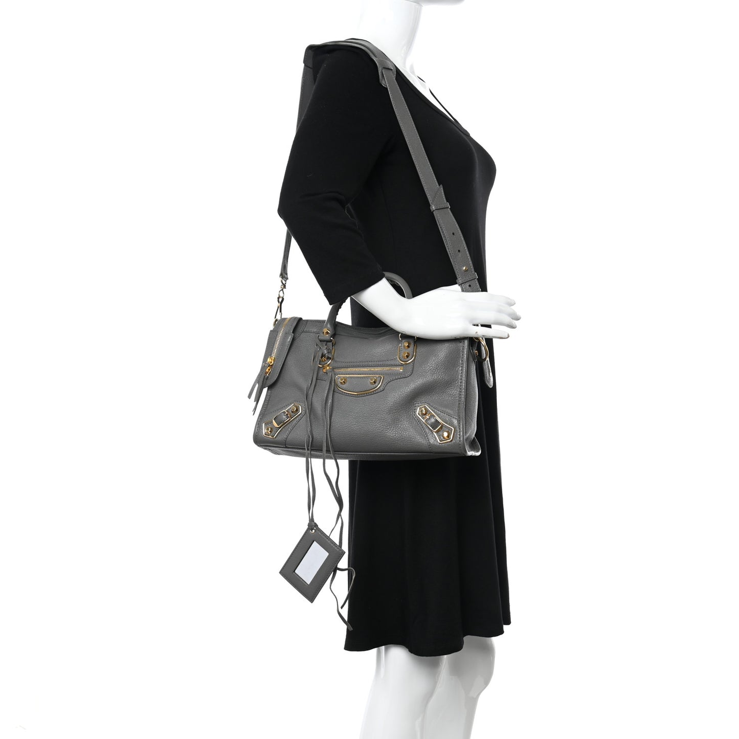 Chevre Gold Metallic Edge Hardware S City Gris Acier