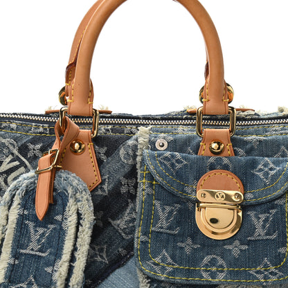 Louis Vuitton Denim Patchwork Speedy 30 Blue 7 of 9