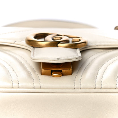 Gucci Calfskin Matelasse Mini GG Marmont Shoulder Bag White 13 of 19