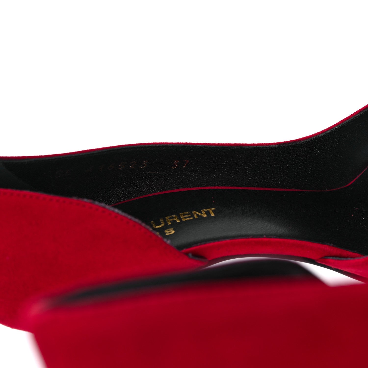 Saint Laurent Suede Janis 105 D'Orsay Pumps 37 New Red 8 of 9