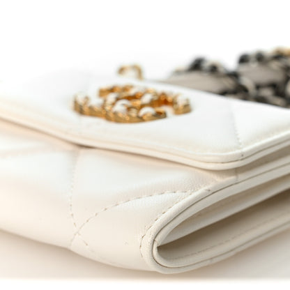 Chanel Lambskin Quilted Chanel 19 Flap Coin Purse With Chain White 11 of 11