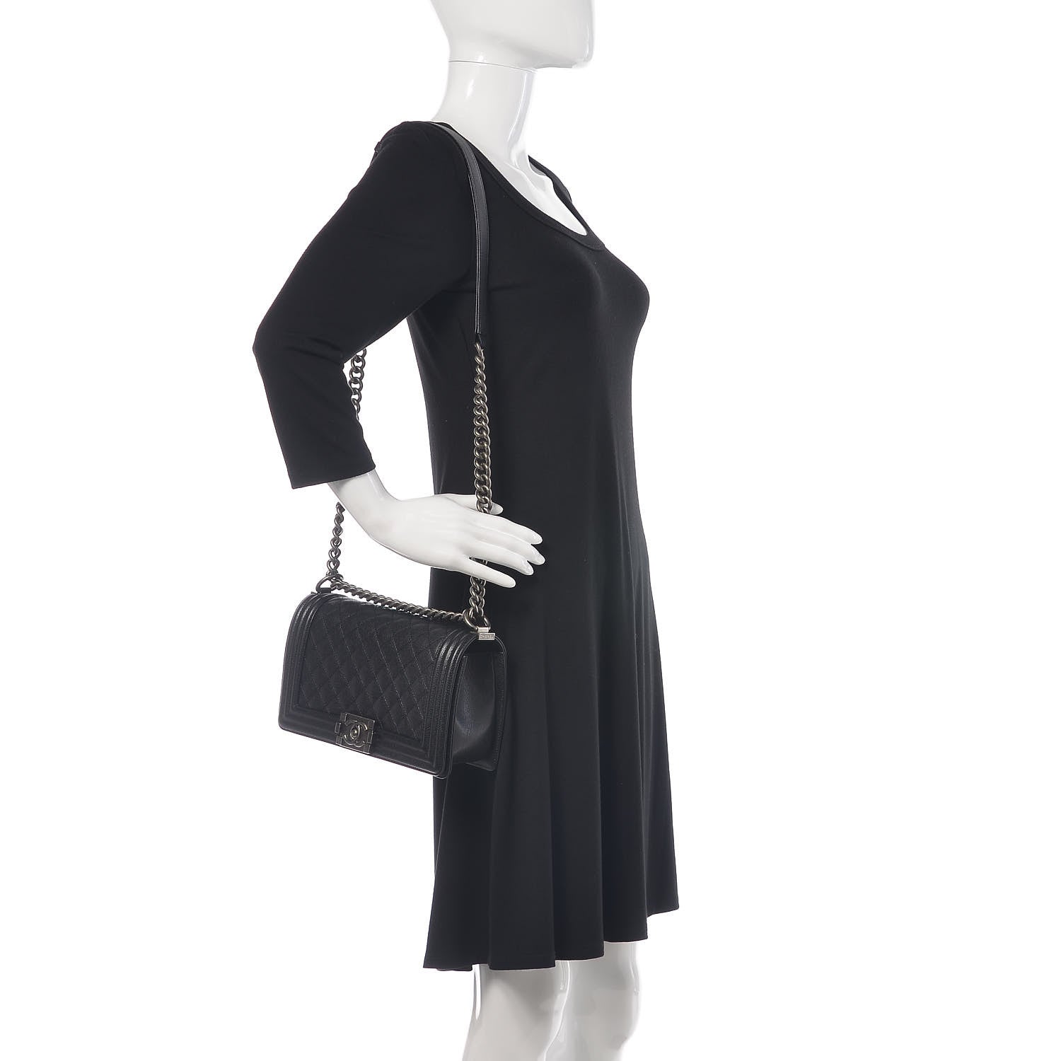 Chanel Caviar Quilted Medium Boy Flap Black 2 of 9
