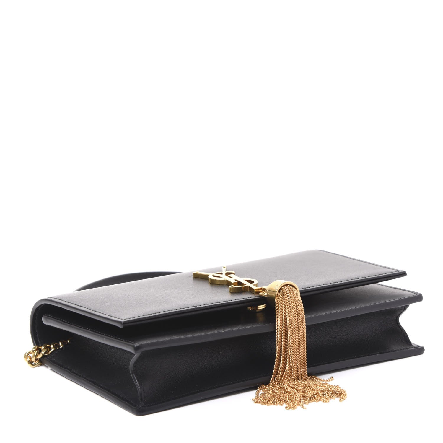 Saint Laurent Smooth Calfskin Classic Monogram Kate Tassel Chain Wallet Black 3 of 9