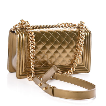 Chanel Metallic Patent Calfskin Quilted Medium Boy Flap Gold 3 of 10