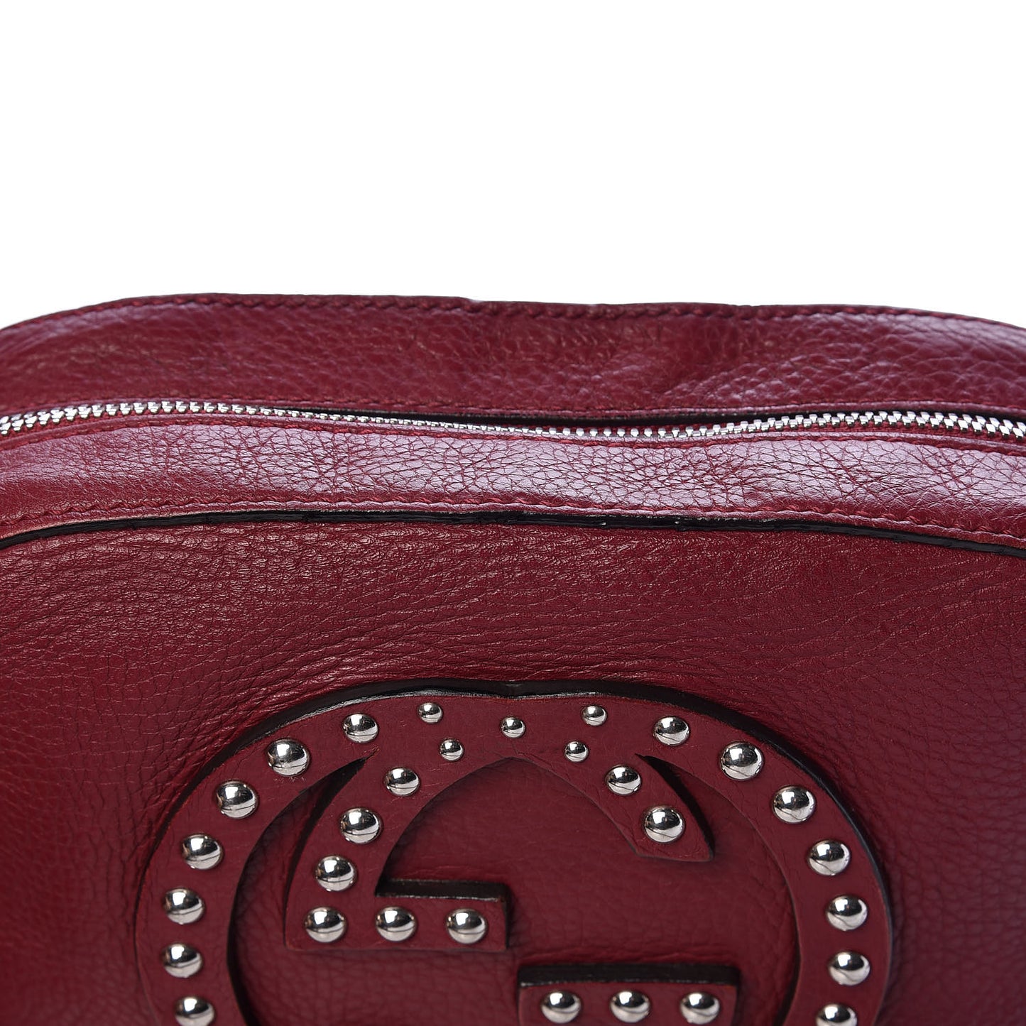 Pebbled Calfskin Studded Small Soho Disco Bag Soft Burgundy