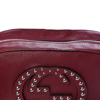 Gucci Pebbled Calfskin Studded Small Soho Disco Bag Soft Burgundy 12 of 14
