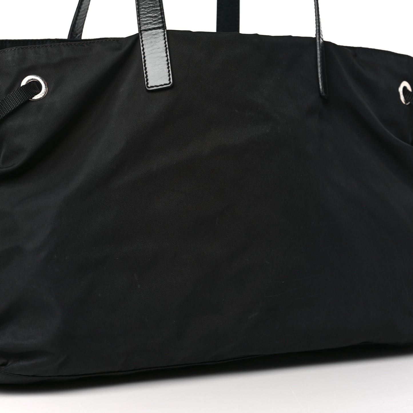 Nylon Vela Drawstring Shopping Tote Black