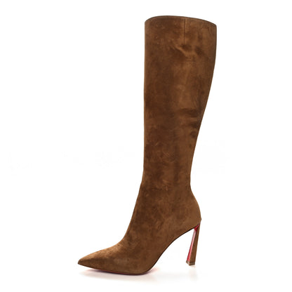 Christian Louboutin Suede Calfskin Condora Botta 85 Knee Boots 36 Brown 1 of 7