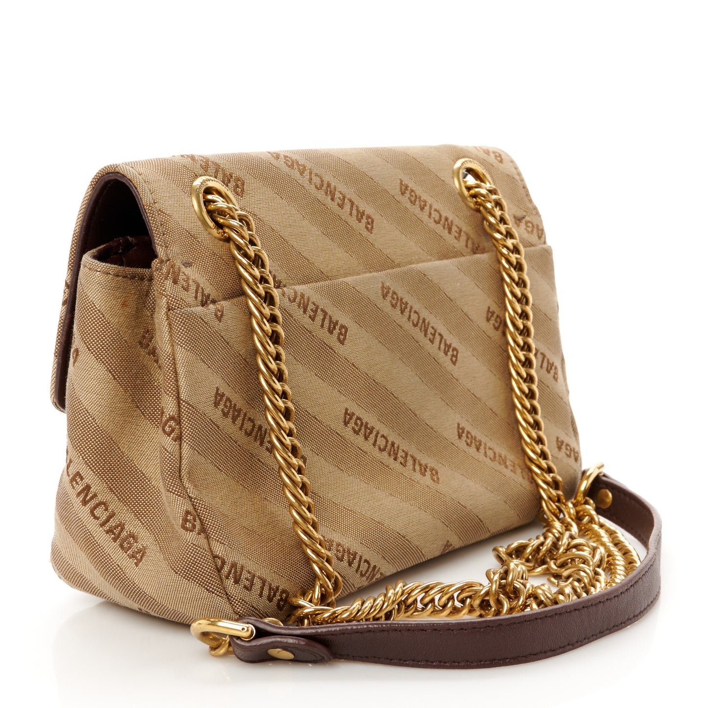 Jacquard Logo Matelasse S BB Round Shoulder Bag Beige Brown