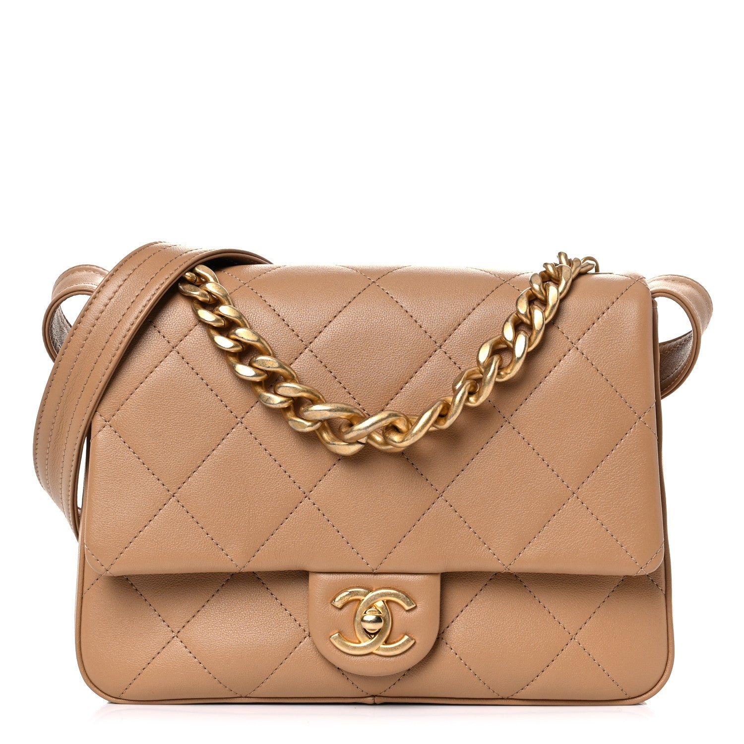 Chanel Calfskin Stitched Easy Mood Flap Beige 1 of 11