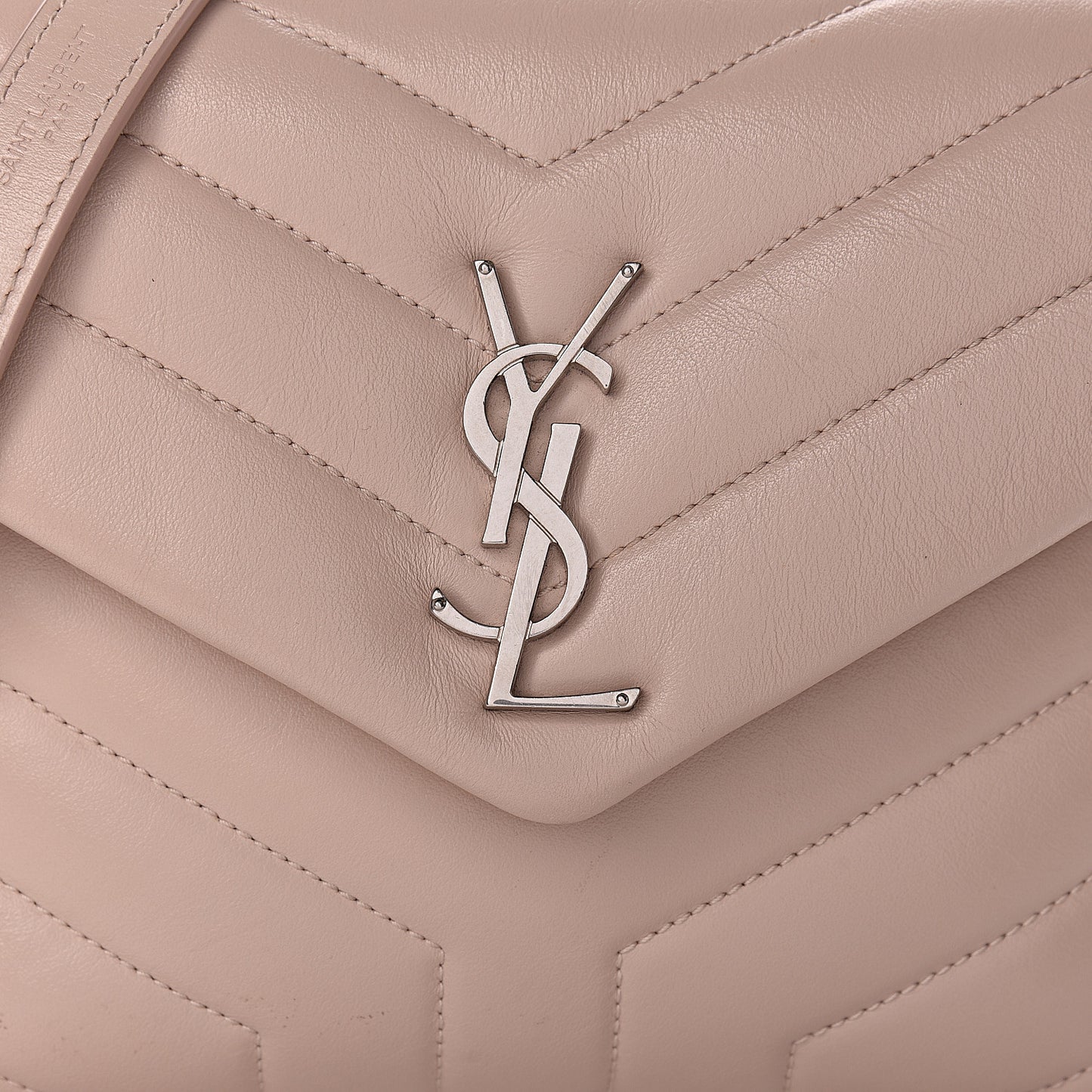 Calfskin Y Quilted Monogram Small Loulou Chain Satchel Nude Powder