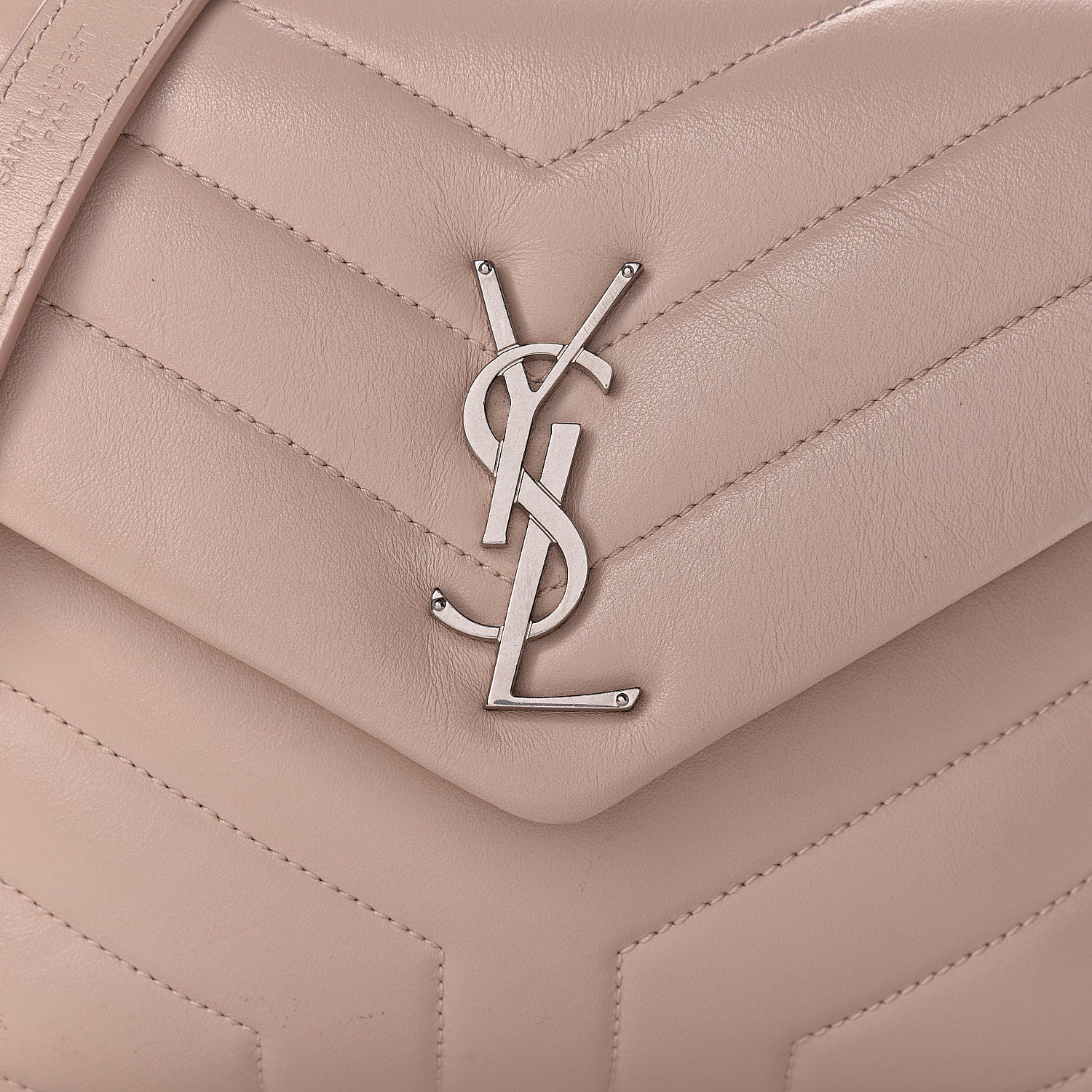 Saint Laurent Calfskin Y Quilted Monogram Small Loulou Chain Satchel Nude Powder 21 of 21