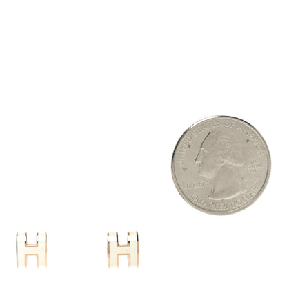 Hermes Rose Gold Lacquered Mini Pop H Earrings White 2 of 6