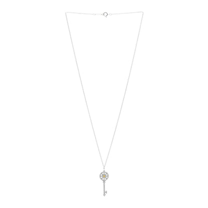Tiffany Platinum 18K Yellow Gold Yellow Diamond Daisy Key Pendant Necklace 3 of 6