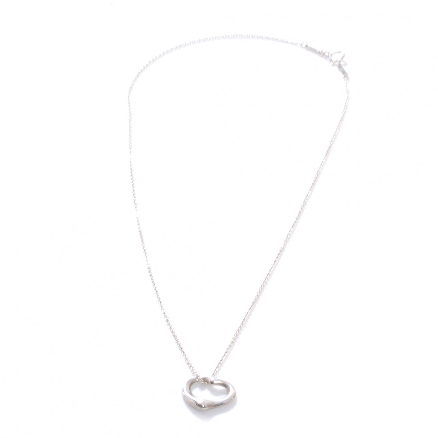 Tiffany Sterling Silver 16mm Elsa Peretti Open Heart Pendant Necklace 1 of 6