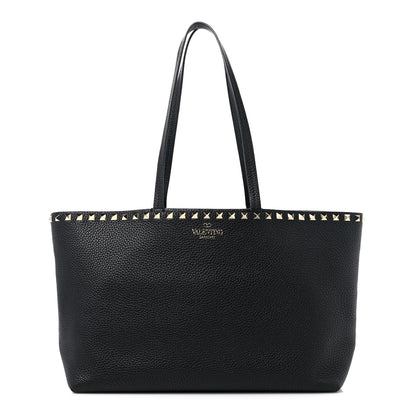 Valentino Garavani Grained Calfskin Small Rockstud Shoulder Tote Black 1 of 13