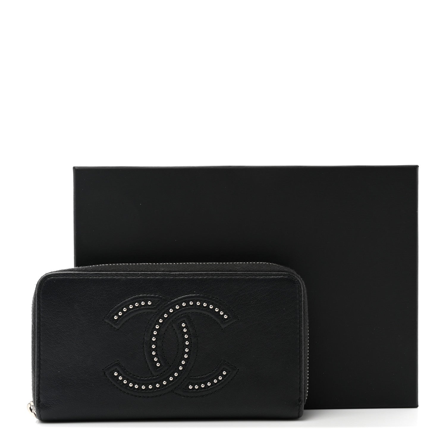 Chanel Lambskin Studded Small Timeless CC Zip Around Wallet Black 9 of 9