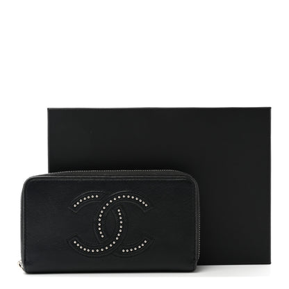 Chanel Lambskin Studded Small Timeless CC Zip Around Wallet Black 9 of 9