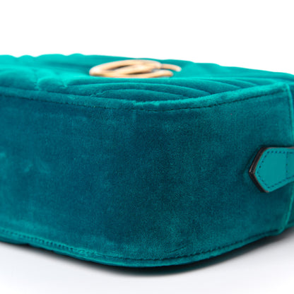 Gucci Velvet Matelasse Small GG Marmont Chain Shoulder Bag Pavone Cyan 7 of 11