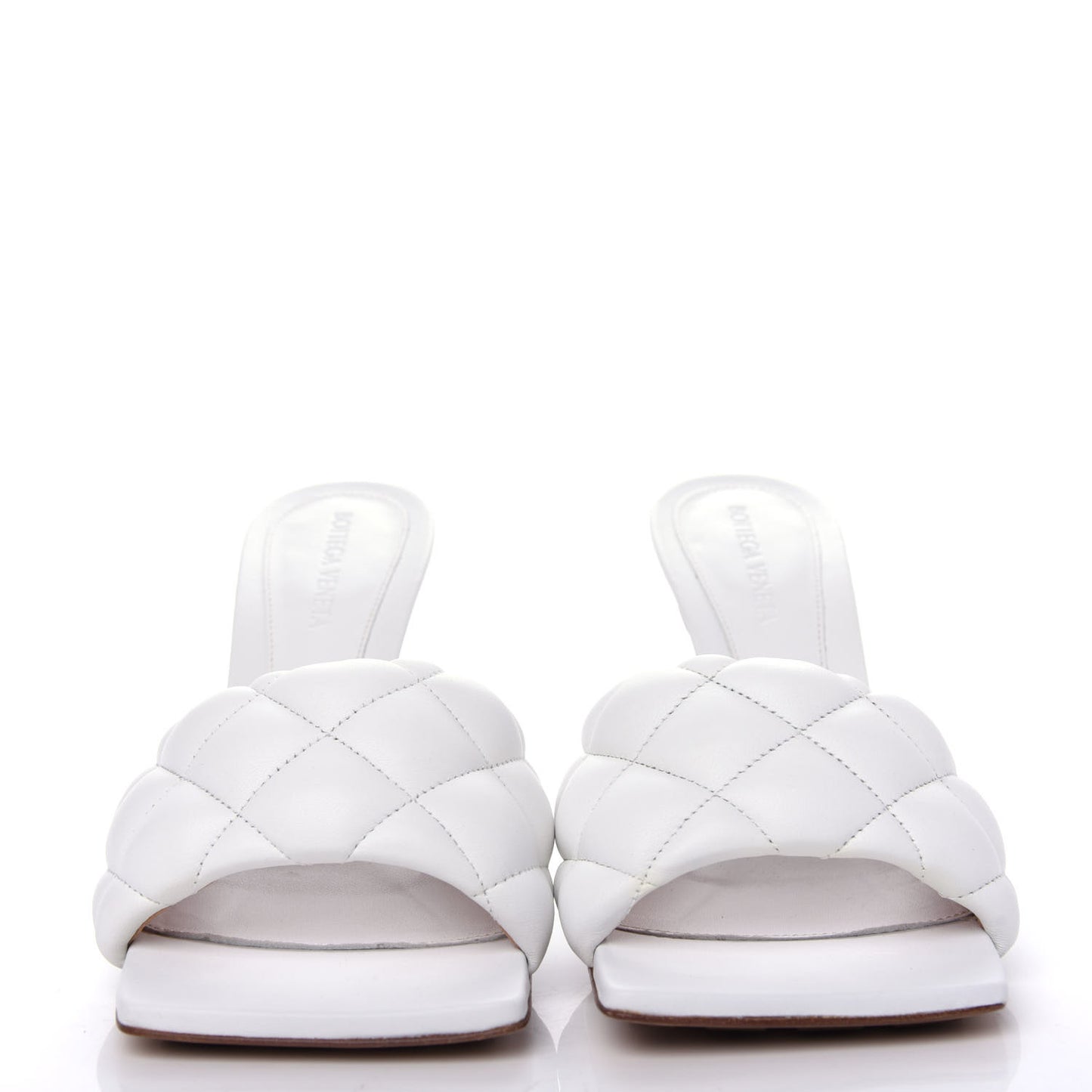 Nappa Matelasse Padded Mule Sandals 38.5 Optic White