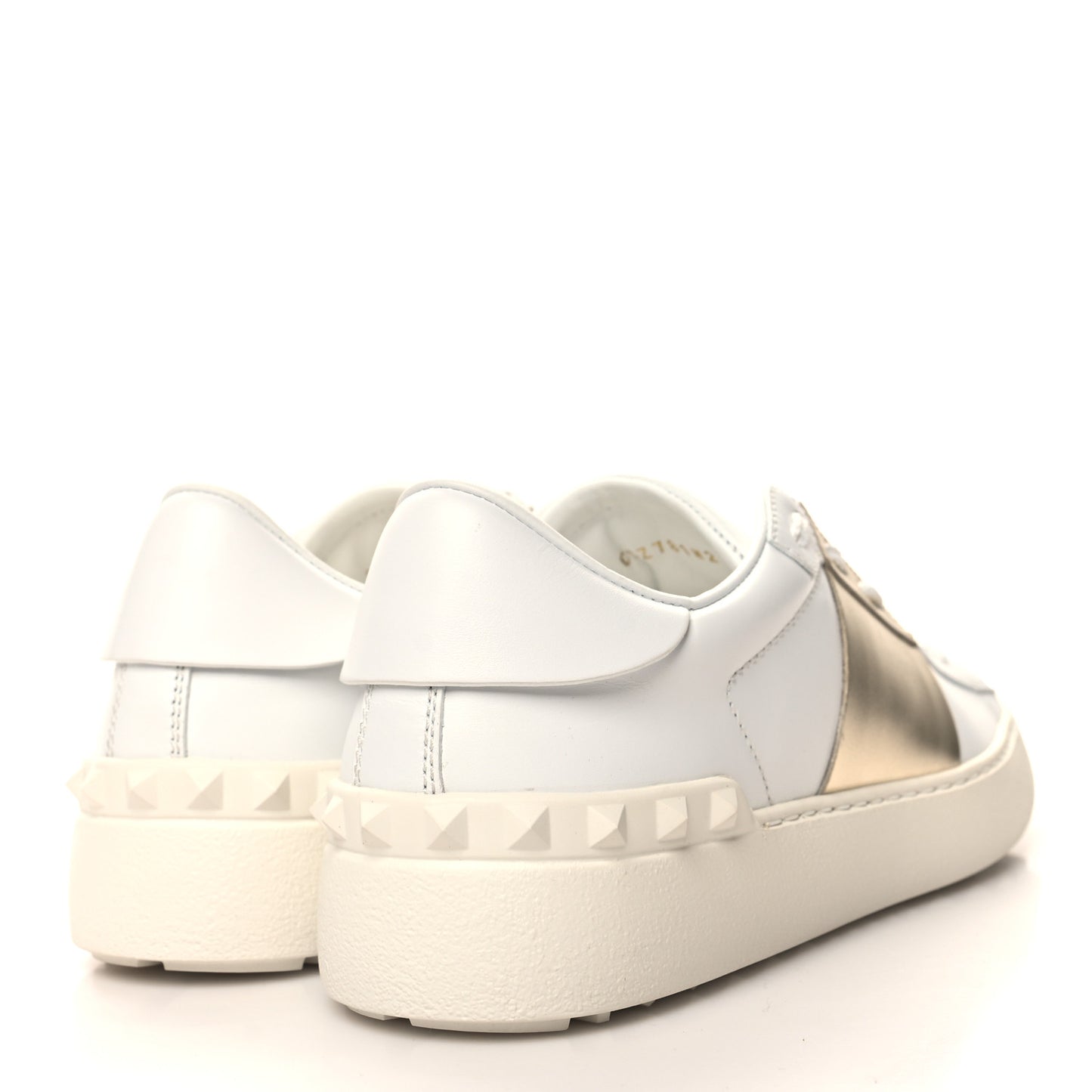 Calfskin Rockstud Open Sneakers 36 White Pewter