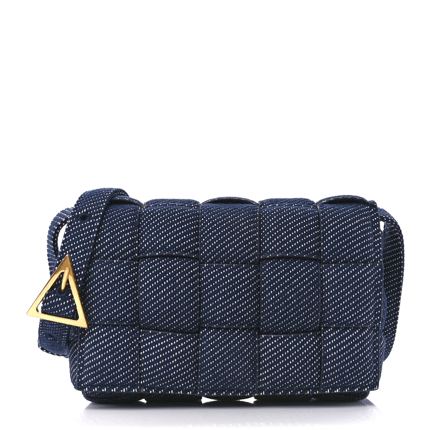Denim Maxi Intrecciato Padded Cassette High Frequency Crossbody Bag Indigo