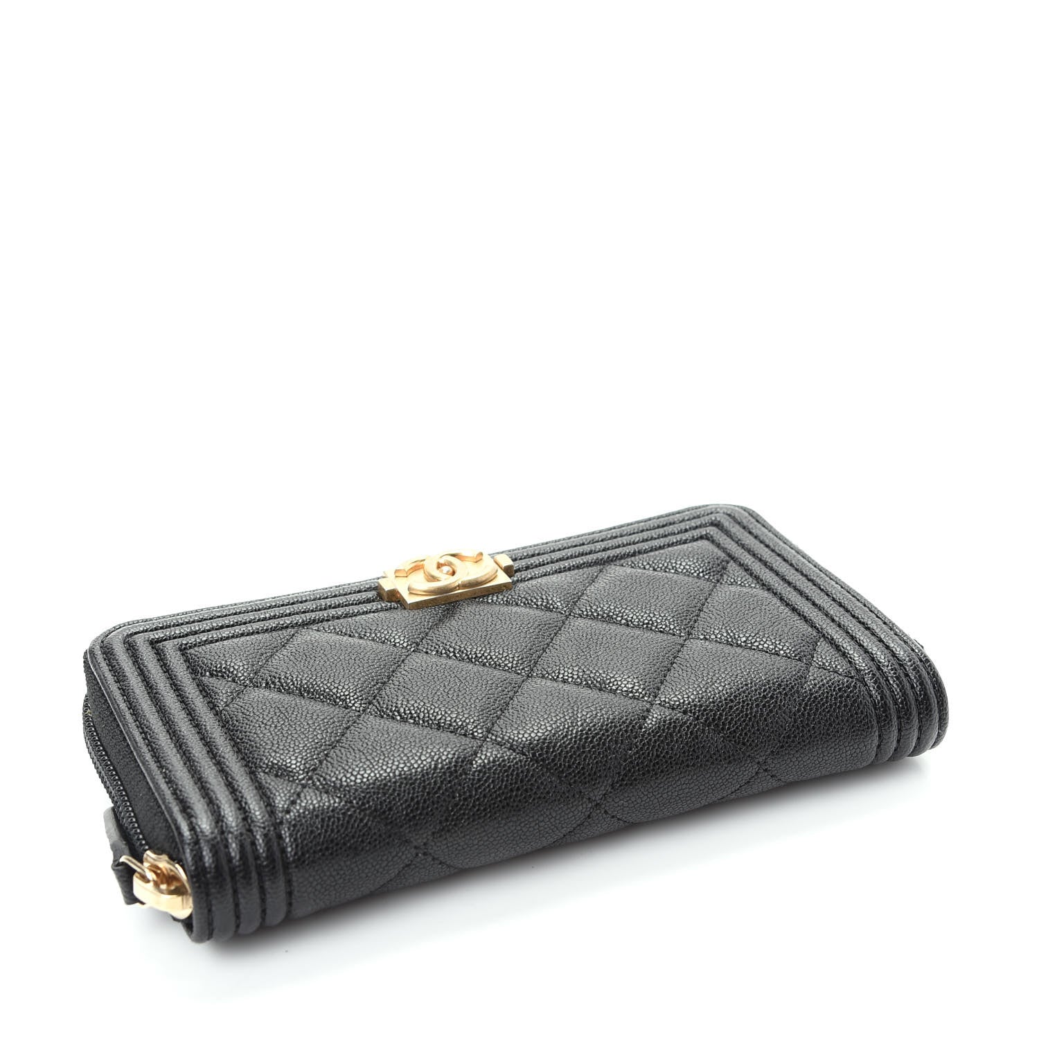 Chanel Caviar Quilted Small Boy Zip Around Wallet Black 4 of 8