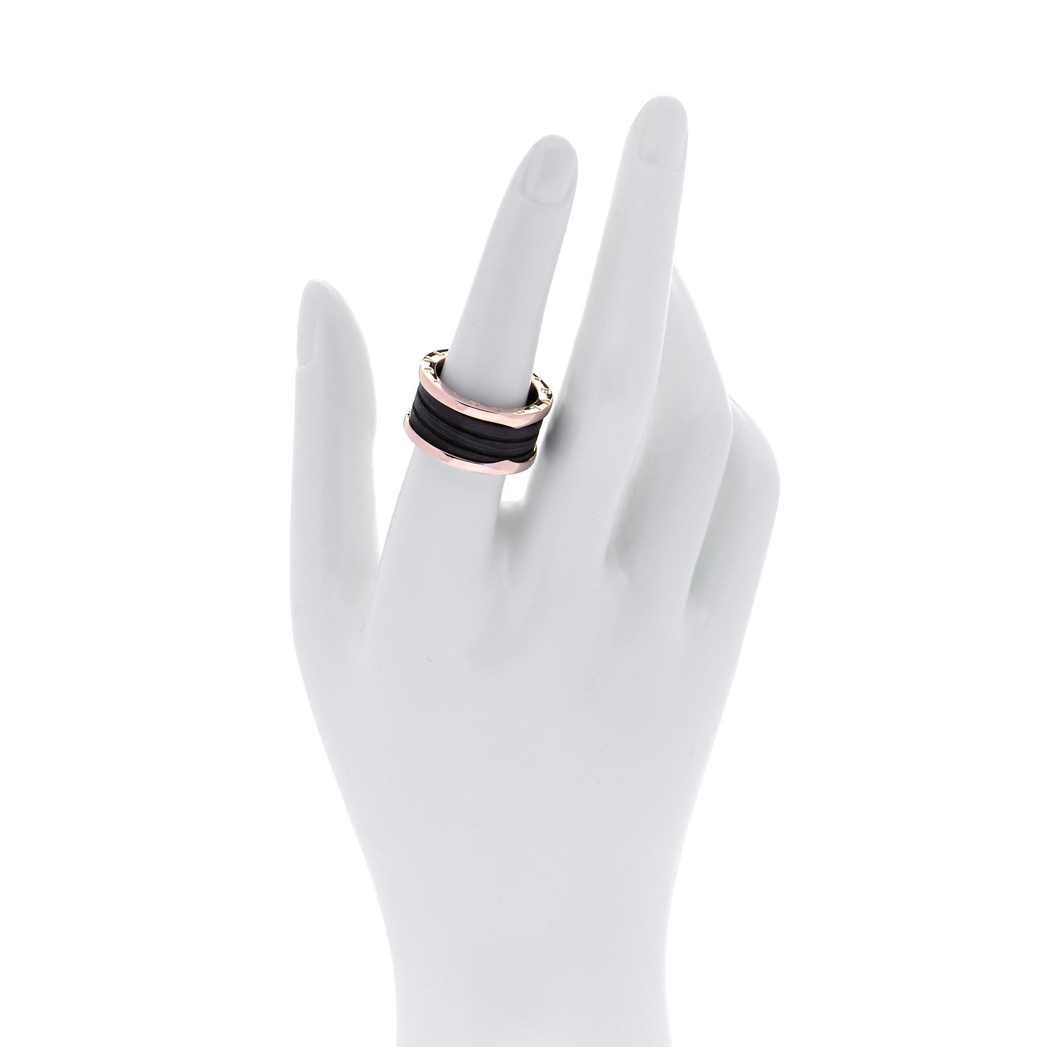 Bulgari 18K Rose Gold Brown Marble B.Zero1 Four-Band Ring 57 8 2 of 6