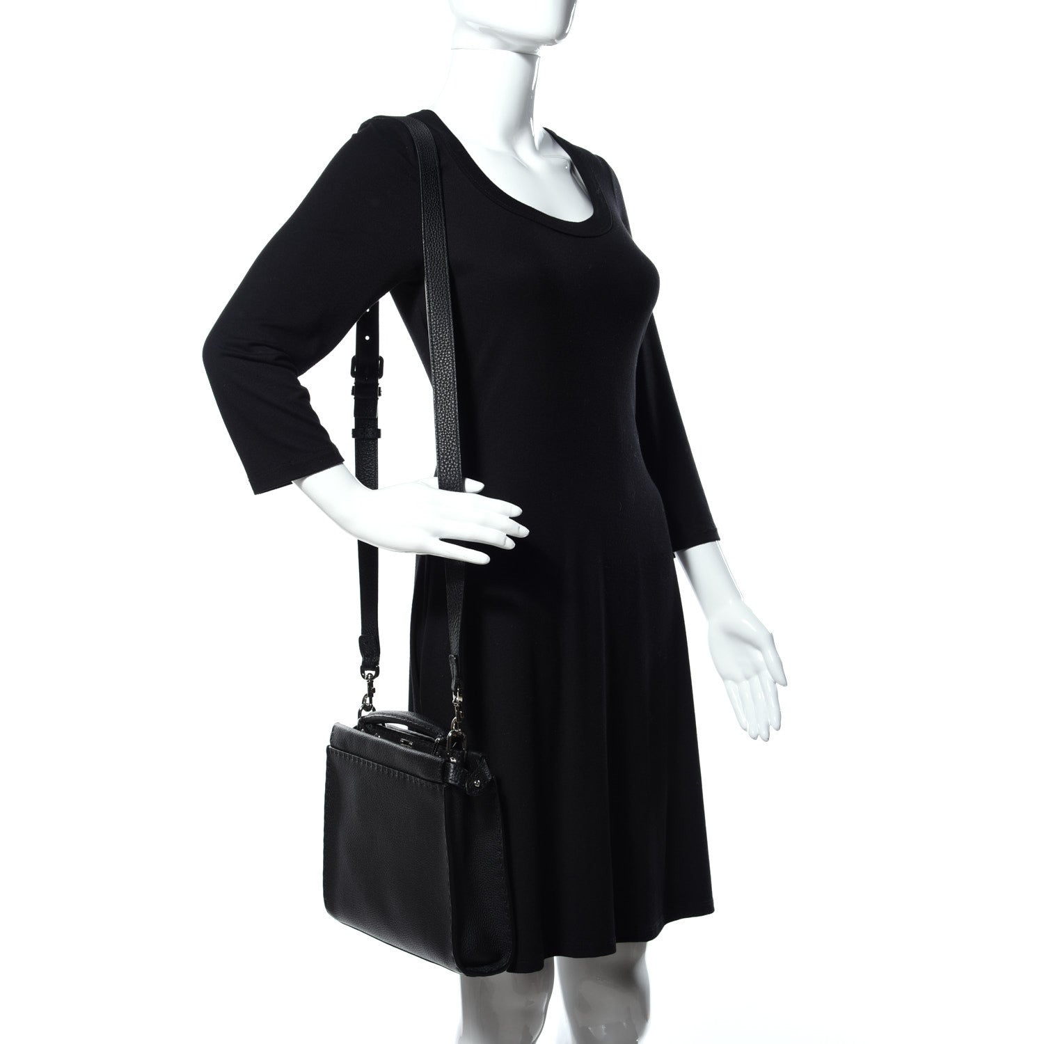 Fendi Cuoio Romano Selleria Mini Peekaboo Iconic Fit Satchel Black 2 of 8