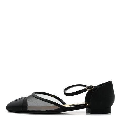 Chanel Mesh Grosgrain Cap Toe CC Flats 42 Black 1 of 11
