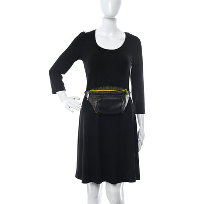 Fendi Glazed Fabric Vitello Century FF 1974 Pocket Belt Bag Mogano Panna Black Sunflower 2 of 10