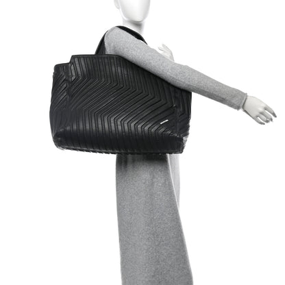 Balenciaga Grained Calfskin Embossed Large Car East West Tote Black 2 of 10