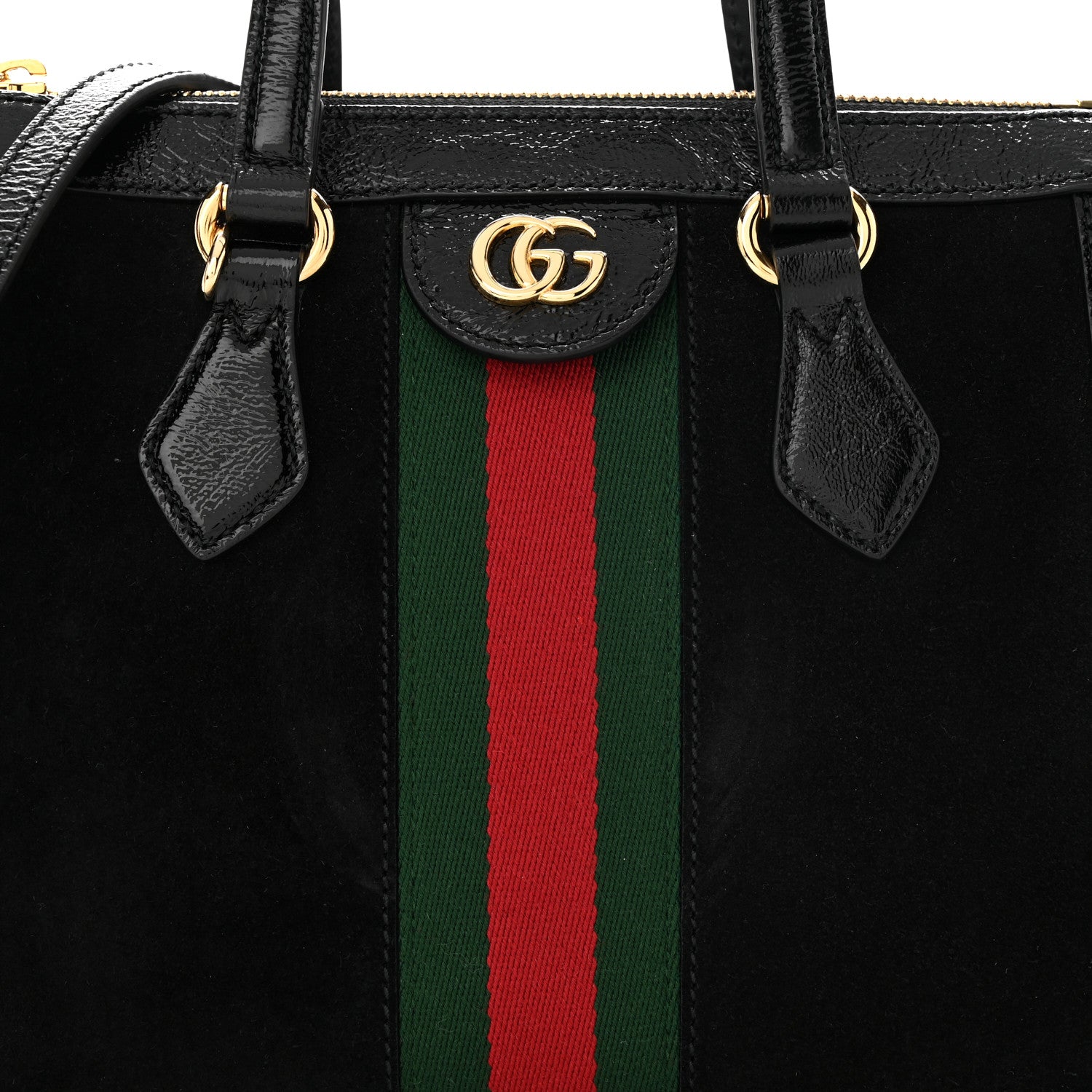 Gucci Suede Patent GG Web Small Ophidia Tote Bag Black 8 of 11