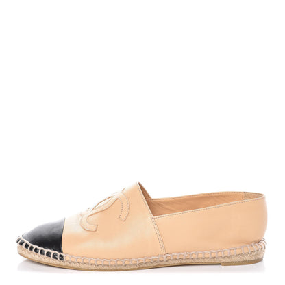 Chanel Lambskin CC Espadrilles 36 Beige Black 1 of 14