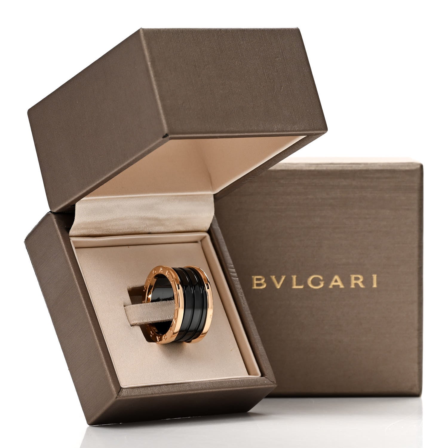 Bulgari 18K Rose Gold Black Ceramic B.Zero1 Four-Band Ring 57 8 8 of 8