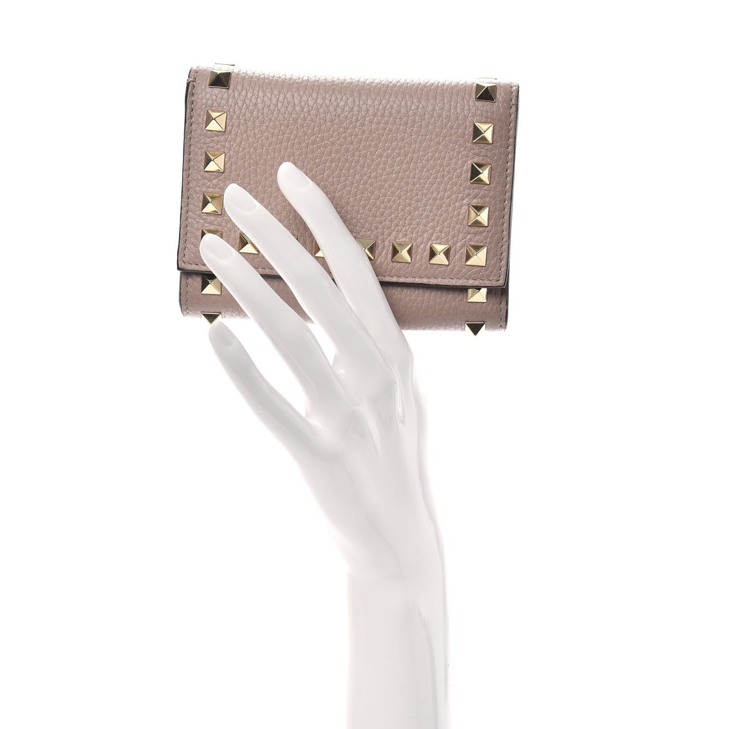 Valentino Garavani Pebbled Calfskin Bi-Fold Rockstud Wallet Poudre 2 of 6