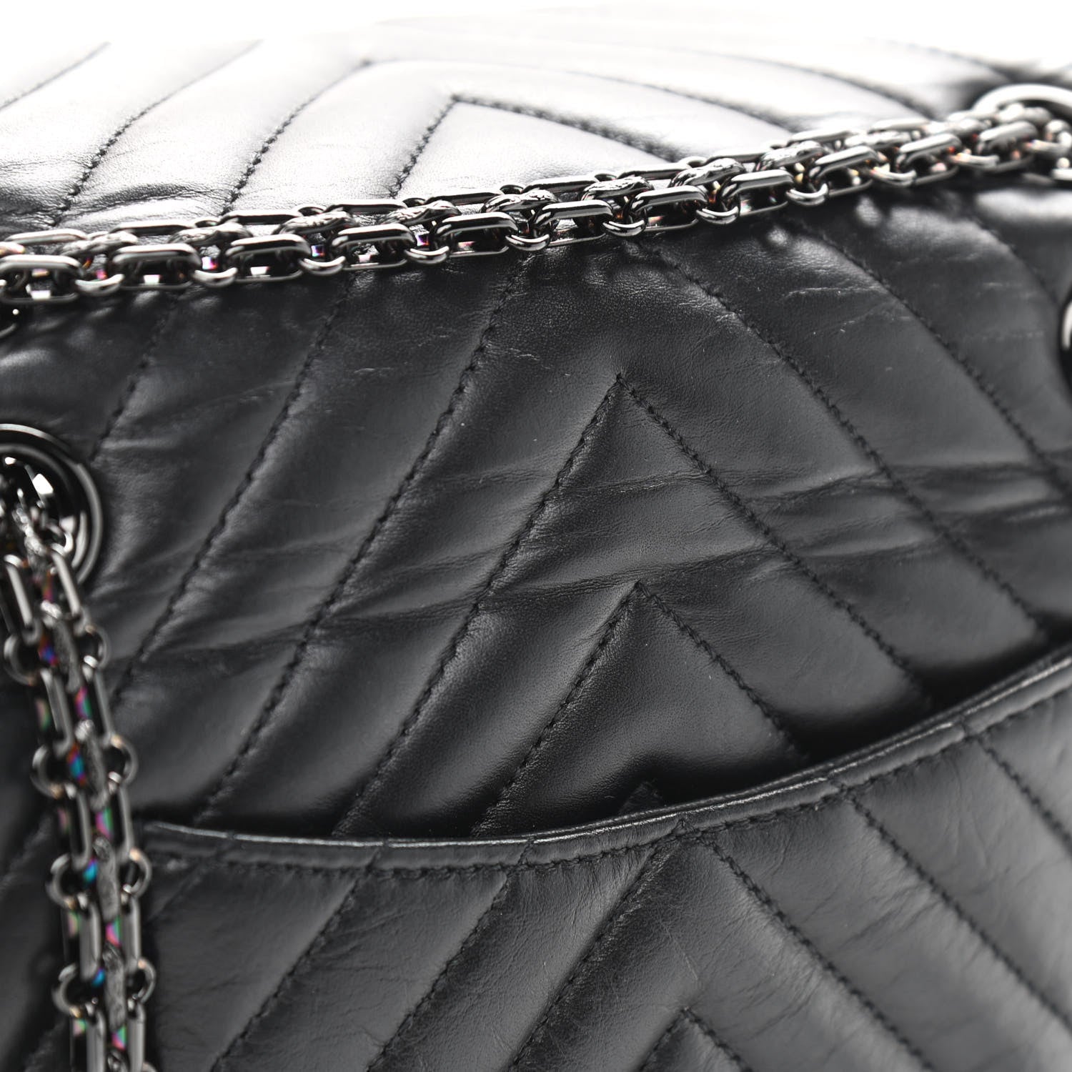 Chanel Aged Calfskin Chevron Quilted 2.55 Reissue Mini Flap So Black 10 of 10