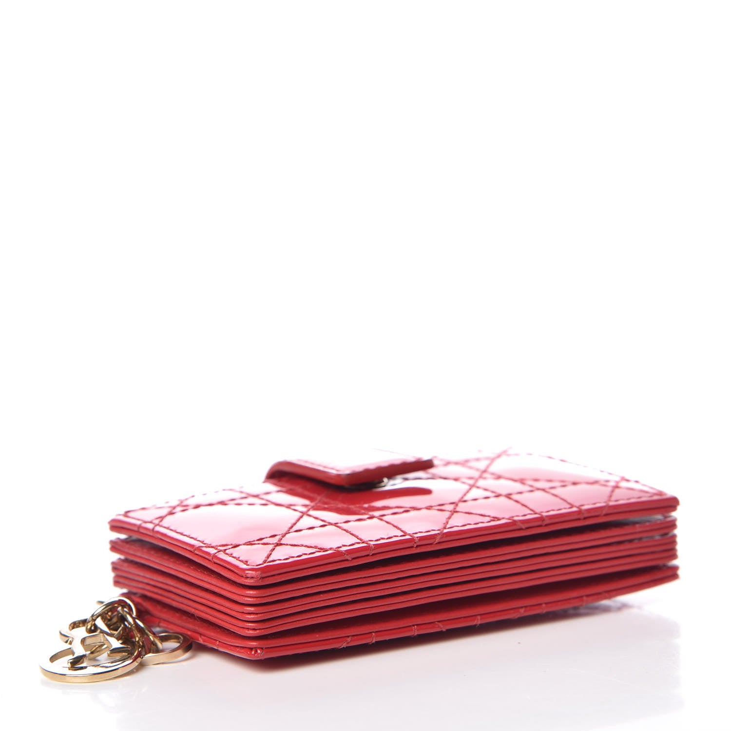 Christian Dior Patent Cannage Lady Dior 5-Gusset Card Holder Red 4 of 9