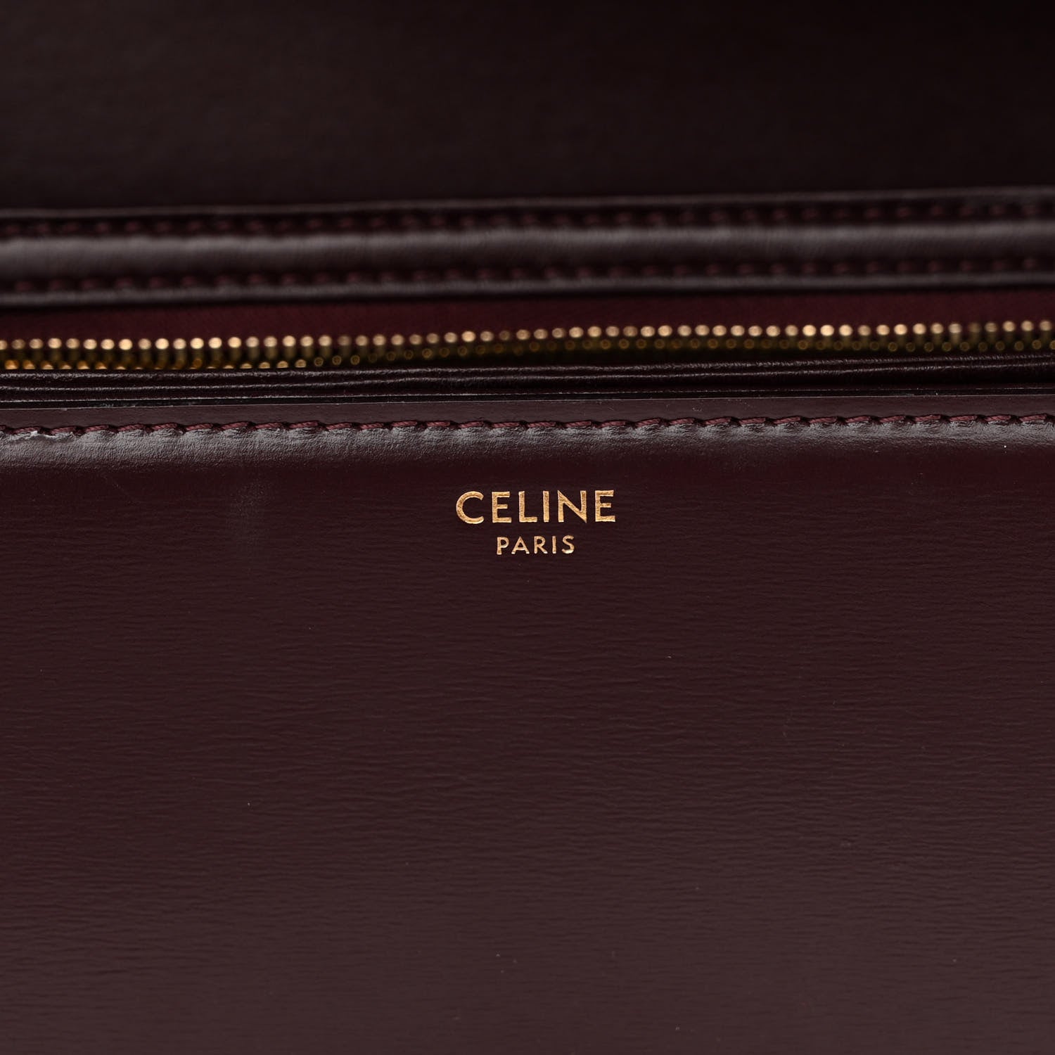 Celine Shiny Calfskin Medium Triomphe Burgundy 6 of 14