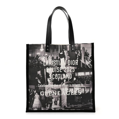 Christian Dior Canvas Print Cruise 2025 Scotland Tote Black White 1 of 13