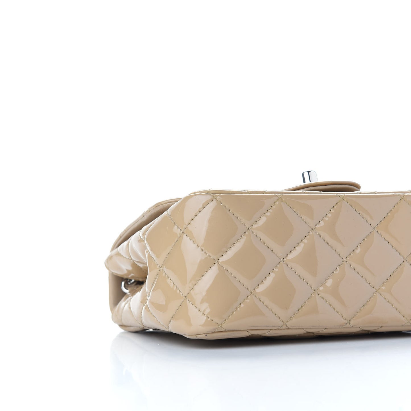 Patent Quilted Mini Square Flap Beige