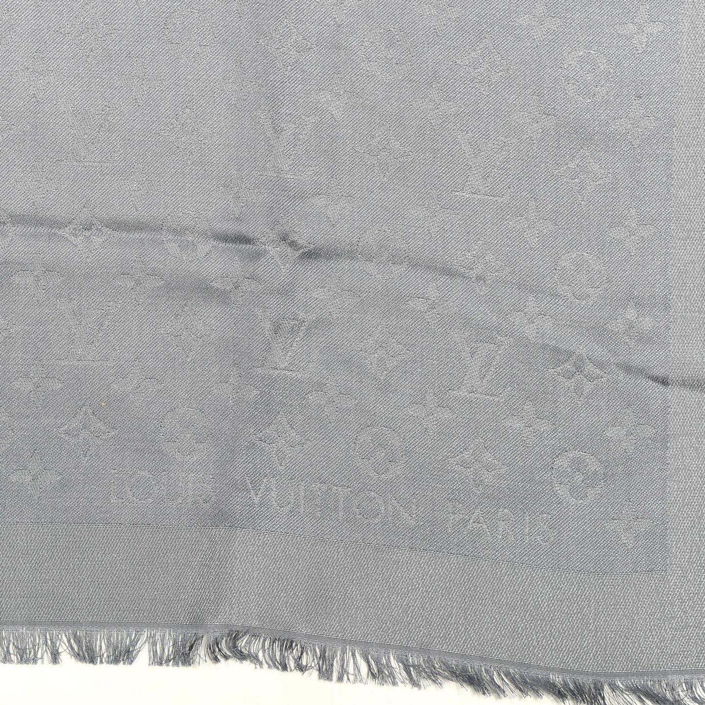 Silk Lurex Wool Monogram Shine Shawl Charcoal Grey