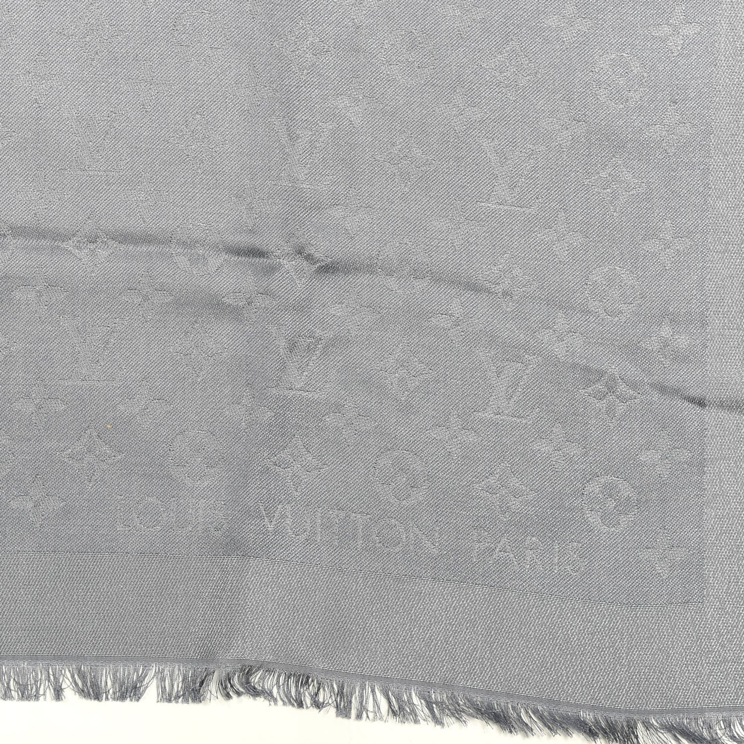 Louis Vuitton Silk Lurex Wool Monogram Shine Shawl Charcoal Grey 2 of 3