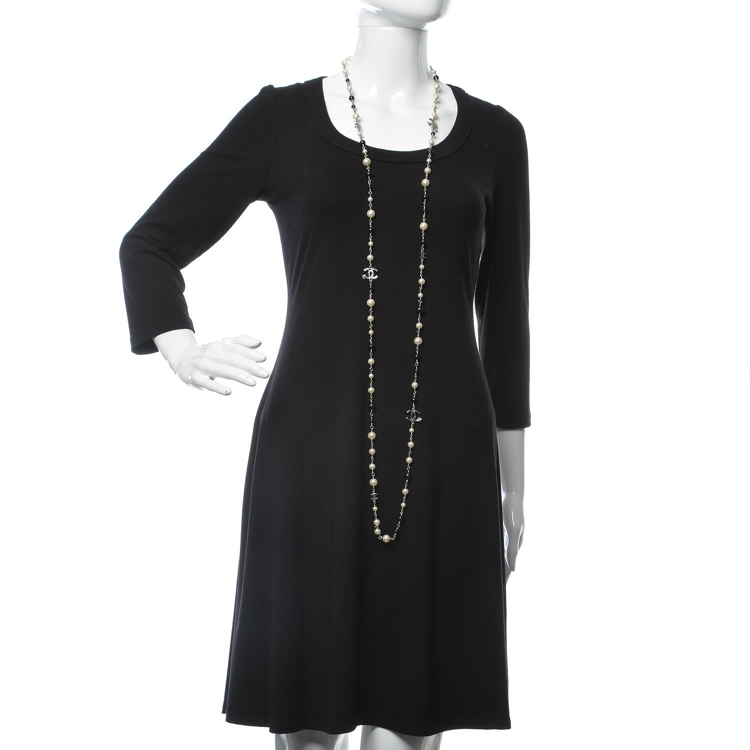 Chanel Pearl Bead Enamel CC Long Necklace Black Gold 2 of 5