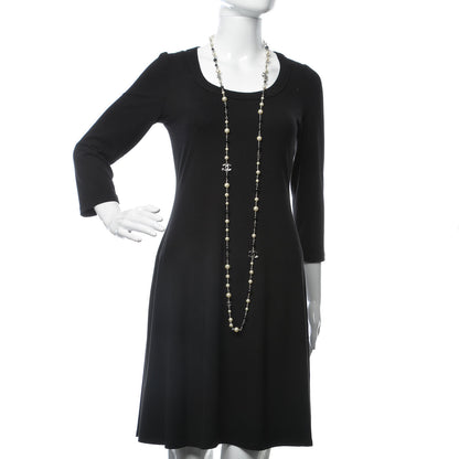 Chanel Pearl Bead Enamel CC Long Necklace Black Gold 2 of 5